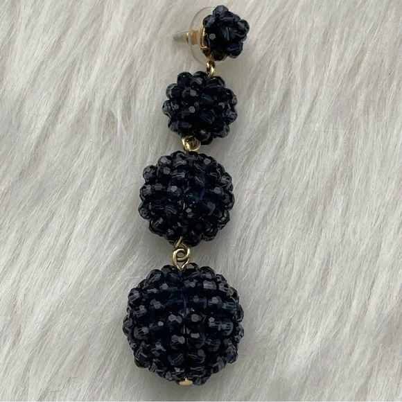J. Crew Pave Resin Earrings Navy Blue - New - Picture 5 of 6